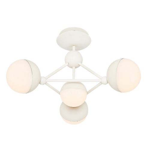 HOMEMANIA Lampe de Plafond Kosmos Plafonnier - à Sphère - Murale - Blanc en Métal, 52 x 52 x 32 cm, 4Led x Max 26W, 2600Lumen, 3000K Lumière Blanc Naturel