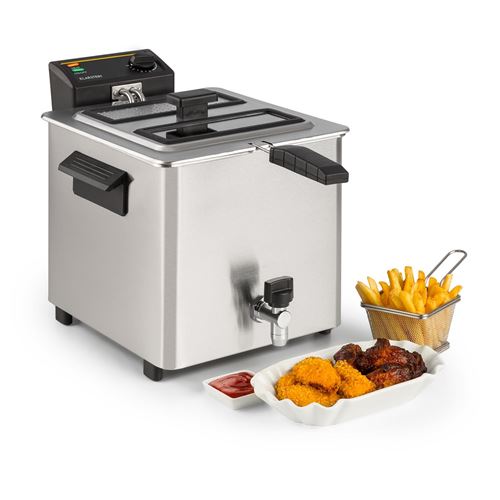 Klarstein Family Fry Friteuse électrique Avec Panier De Cuisson Extra-large 8 Litres - 3000w - Inox Argent
