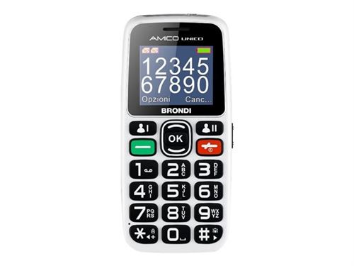 Brondi Amico Unico - Mobiele telefoon - dual-SIM - 32 MB - microSD slot - wit