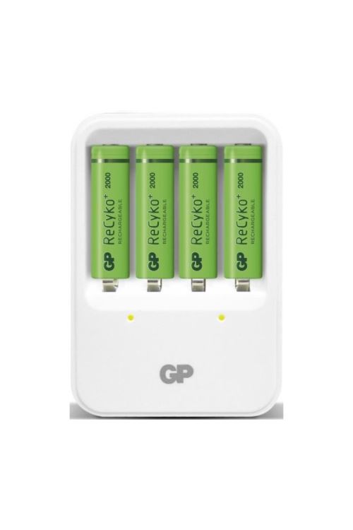 Chargeur pour piles rechargeables LR6/AA et LR03/AAA - livré avec 4 accus AA 2000mAh - GP Batteries
