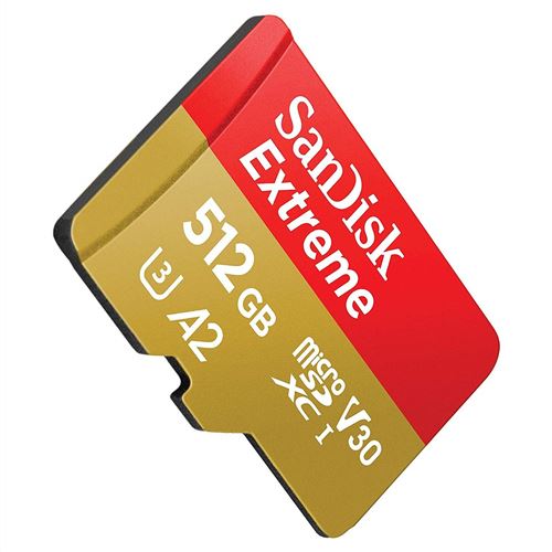 SanDisk Extreme - Carte mémoire flash (adaptateur microSDXC vers SD  inclus(e)) - 512 Go - A2 / Video Class V30 / UHS-I U3 / Class10 - microSDXC  UHS-I - Cartes Memory Stick - Achat & prix