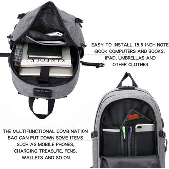 Sac à Dos Ordinateur 15.6" Imperméable Antivol Avec Port USB - Voyage, Bureau, Études