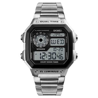 SKMEI Sport En Acier Inoxydable Hommes Montre 5ATM tanche Num rique R tro clairage Homme Montre Bracelet M le Relogio Musculino Chronographe