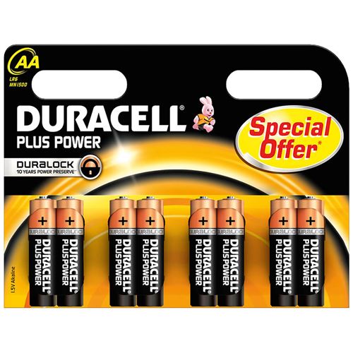 Duracell - pile alcaline - aa x 8 - plus (lr6)