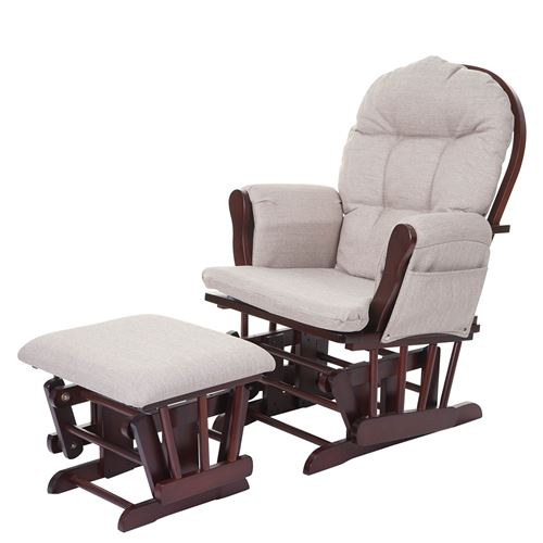 Fauteuil à bascule MENDLER HWC-C76, avec repose-pied, tissu crème-gris