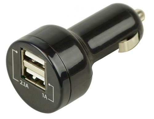 Carpoint Chargeur USB 1 et 2,1 ampères (12 / 24V) 5,5 cm noir