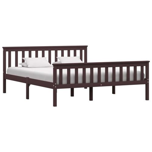 vidaXL Cadre de lit Marron foncé Bois de pin massif 160 x 200 cm