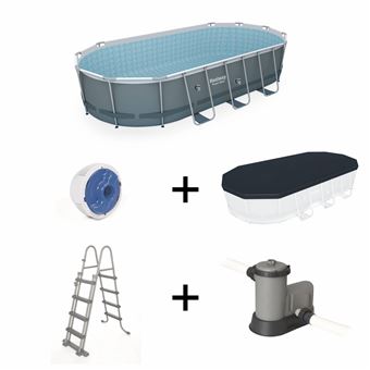 Kit Piscine Géante Complet Bestway Spinelle 15m² Grise Piscine