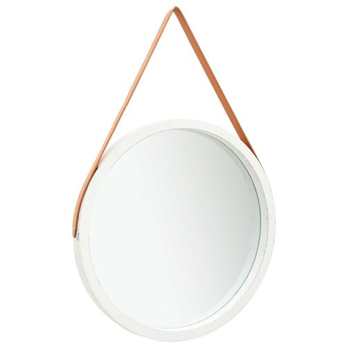 vidaXL Miroir mural avec sangle 60 cm Blanc