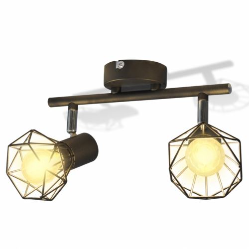 Cadre noir de projecteur industriel à 2 ampoules LED à incandescence