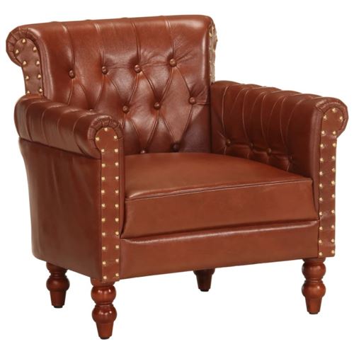 Non Communiqué Brun Fauteuil Marron Cuir De Chèvre Véritable