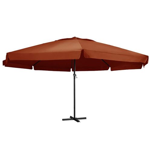 Parasol d'ext&eacute;rieur avec m&acirc;t en aluminium 600 cm Terre cuite
