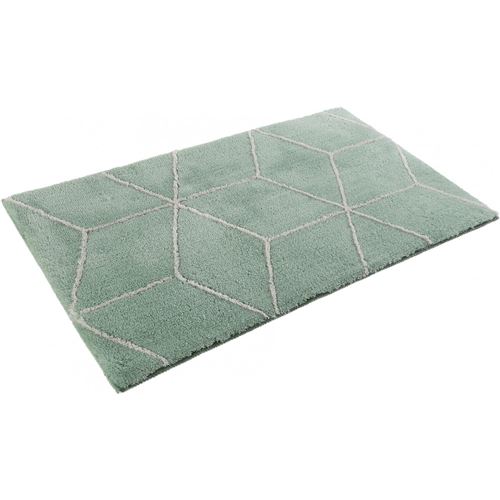 Tapis de bain vert géométrique flair esprit home