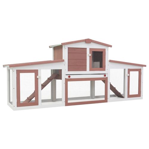 Vidaxl - Clapier large d'ext&eacute;rieur Marron et blanc 204x45x85 cm Bois Marron et blanc