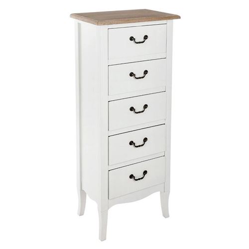 Paris Prix Blanc, Blanc Chiffonnier 5 Tiroirs Nat Chrysa Atmosphera