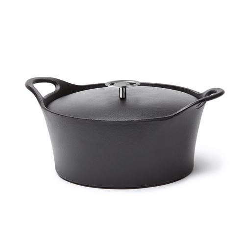 Volcan - cocotte ronde 20cm fonte de fer &eacute;maill&eacute;e noire avec couvercle