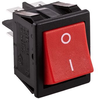 Interrupteur à Bascule ON-OFF DPST 4 Voies Rouge - 16A 250V - Connexion Faston 6,35mm