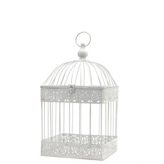 Cage Oiseaux Blanc Porte Plante à Bougie Carré 40 Cm X 18 Cm