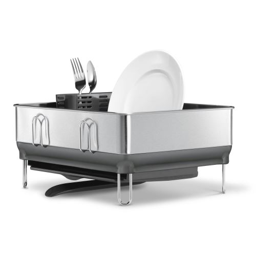 simplehuman Compact Égouttoir À Cadre Bordure Grise Acier Inoxydable Brossé