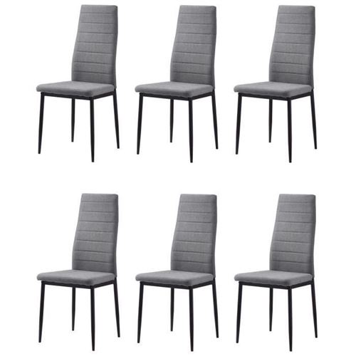 laureate lot de 6 chaises de salle a manger en métal noir - tissu gris chiné - contemporain - l 44 x p 43 cm