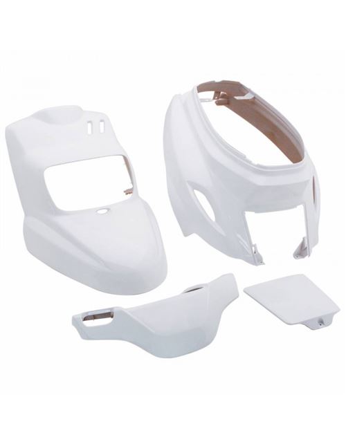 Carrosserie-carenage scoot adaptable mbk 50 booster 2004+-yamaha 50 bws 2004+ blanc brillant (kit 4 pieces) -p2r-