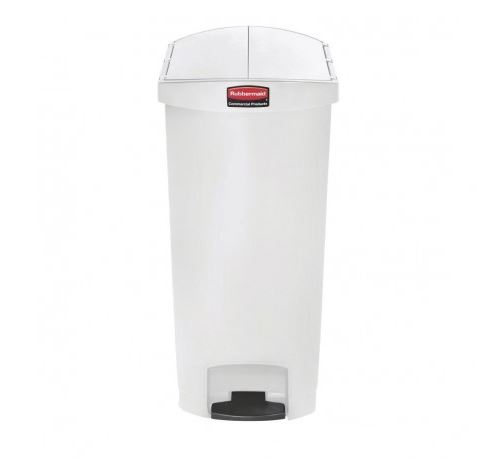 Poubelle à pédale frontale étroite 68l blanche slim jim end step on