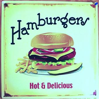 Plaque En Métal Vintage Hamburgers Best In Town Pour Mur, Bar, Pub