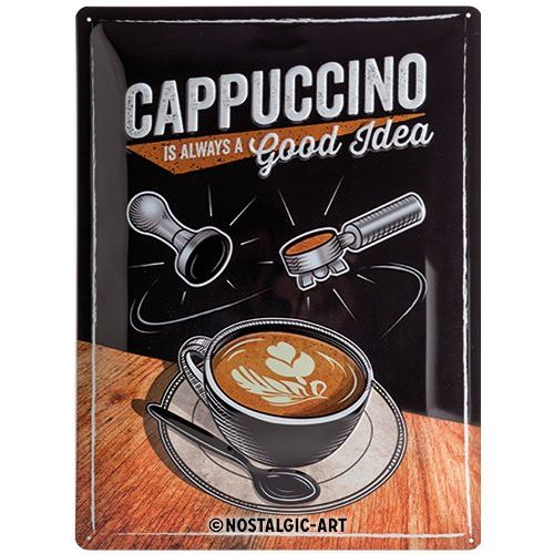 Nostalgic-Art 23237 Café et chocolat, cappuccino Good Idea, plaque en métal 30 x 40 cm, multicolore, 30 x 40 x 0,2 cm