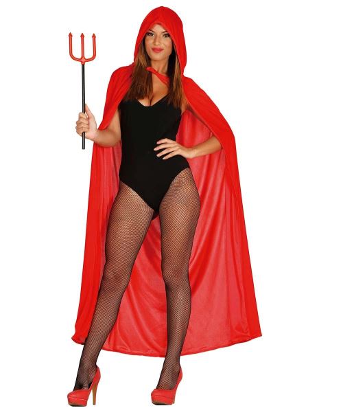 Cape Rouge velours avec capuche 130 cm