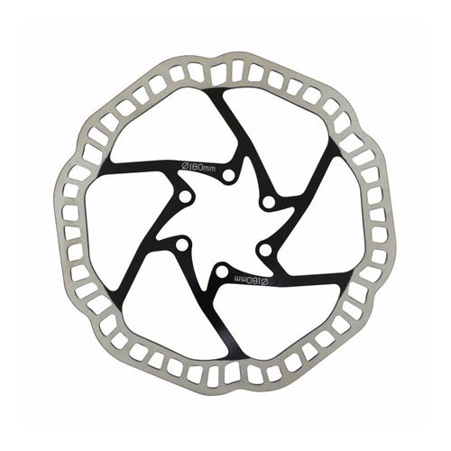 Disque de frein vtt 6 trous newton brake 180mm argent centre noir