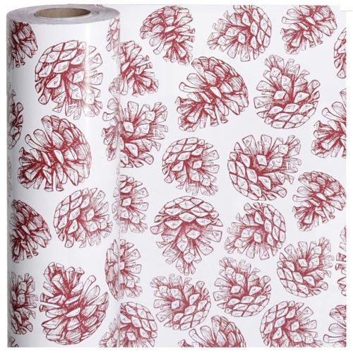 Vivi Gade papier d'emballage pommes de pin 50 cm x 150 m blanc/rouge