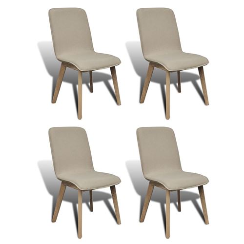 vidaXL 4 pcs Chaises de salle à manger Beige Tissu et chêne massif