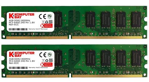 Komputerbay 8Go (2 x 4Go) DDR2 DIMM (240 broches) 800MHz PC2 6400 PC2 6300 8Go - CL 5
