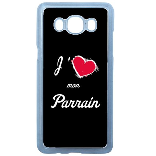 Coque J'aime Mon Parrain Fond Noir Compatible Galaxy J7 2016 Transparent