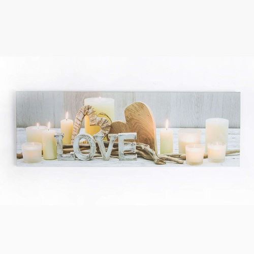Toile lumineuse LED Love Scandi Blanc Beige 90 x 30c