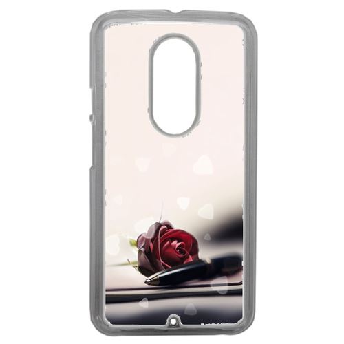 Coque Stylo Rose Coeur Compatible Motorola Moto X2 Transparent