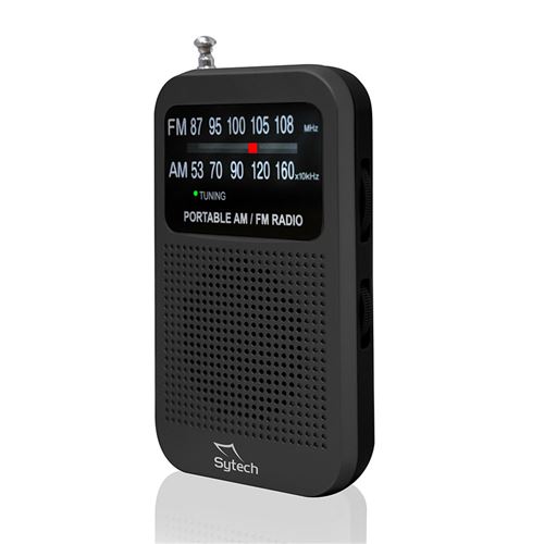 Sytech sy1661ng – Radio de Poche AM/FM, Haut-Parleur et écouteurs Inclus), Noir