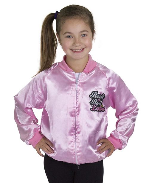 Un petit blouson rétro rose ambiance Rock'n roll des années 50 pour enfant. Ideal pour les fêtes vintage. ( Large - 10/12 ans )