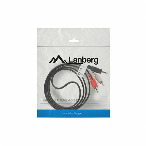 Lanberg env.-mjrc 10cc 0015 -bk 2 x rca vers jack mâle câble audio stéréo, 1,5 m noir ca-mjrc-10cc-0015-bk
