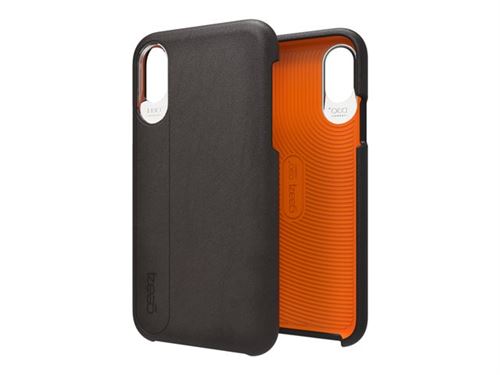 Gear4 D3O Knightsbridge - Achterzijde behuizing voor mobiele telefoon - echt leer, thermoplastic polyurethaan (TPU) - zwart - voor Apple iPhone X