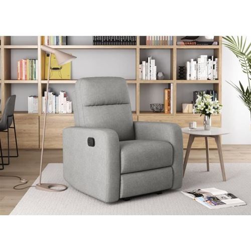 Relax Fauteuil De Relaxation Manuel Tissu Gris Classique L 76 X P 88 Cm Relax Fauteuil De Relaxation Manuel Tissu Gris Classique L 76 X P 88 Cm