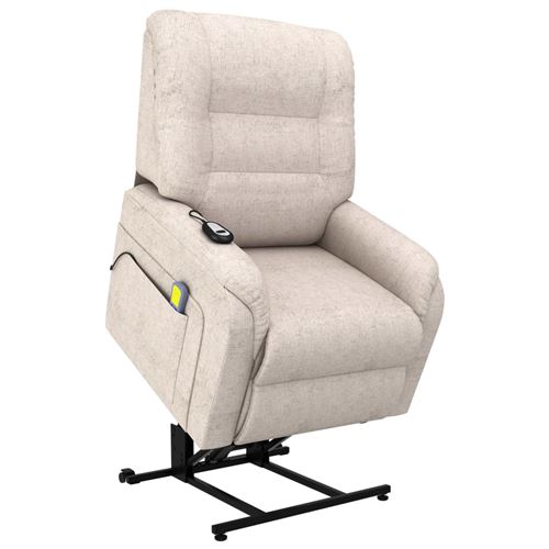 vidaXL Massagefauteuil elektrisch sta-op-stoel stof crème