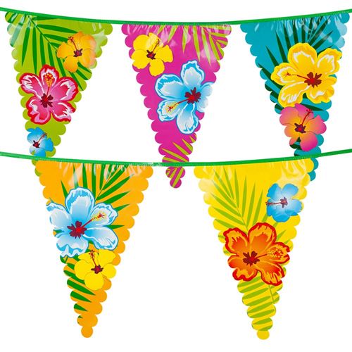 guirlande fanions hawaï hibiscus 6m - 52501