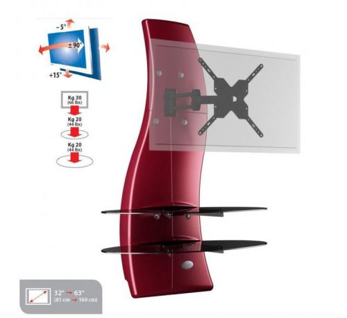 Ghost design 2000 rotation meuble tv support rouge