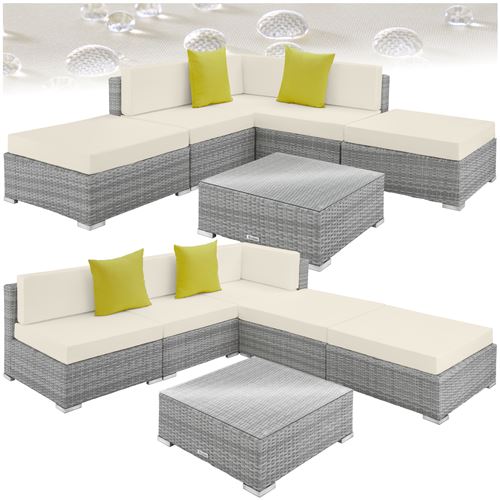 TecTake Canapé de jardin PARIS modulable 5 places - gris clair