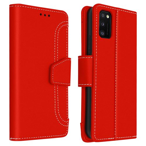 Avizar Étui Pour Samsung Galaxy A41 Clapet Portefeuille Fonction Support Rouge