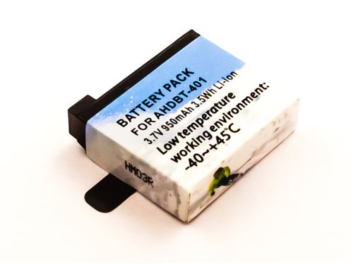 Batterie compatible GoPro Hero 4, Li-ion, 3,7V, 1000mAh, 3,7Wh, low temperature