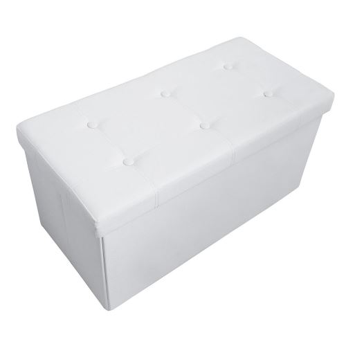 Todeco - Lederlook vouwbank, opvouwbare opslag Ottoman, Gestikte afwerking, 76 x 38 x 38 cm (29,9 x 15 x 15 inch), Bruin, Maximale lading: 330 lbs