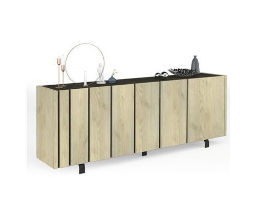 Buffet 4 portes industriel couleur bois et effet béton JEFFREY