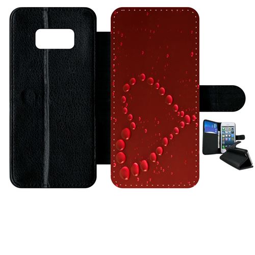 Etui À Rabat Samsung Galaxy S8 Coeur Goutte D'eau Rouge